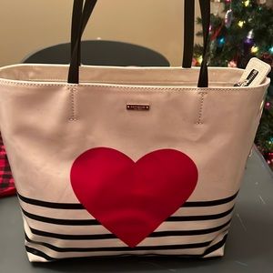 Kate Spade Yours Truly Heart Stripe Tote handbag